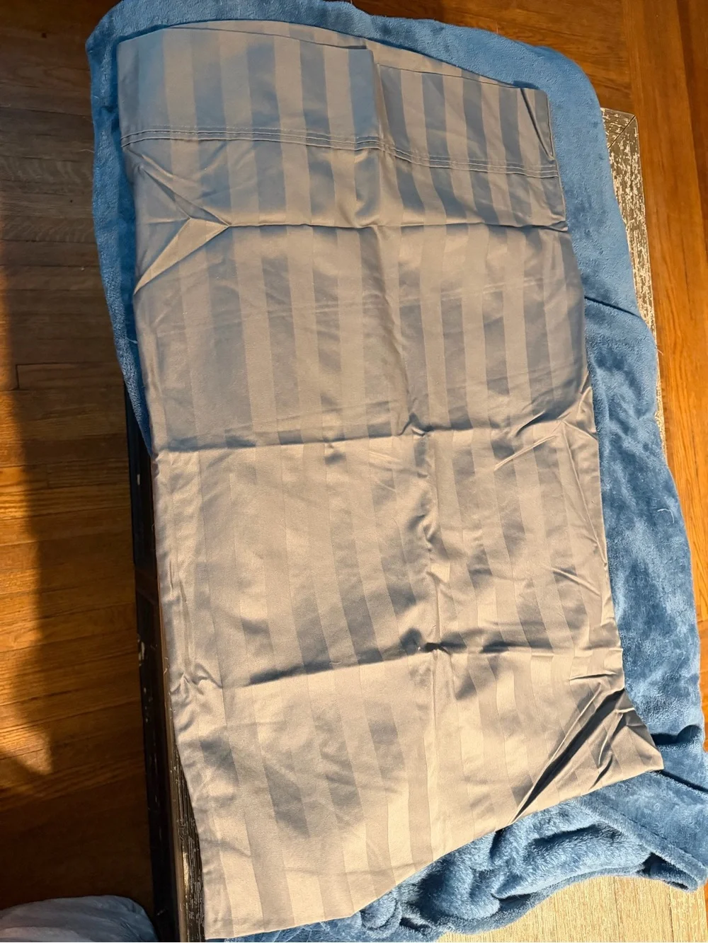 Grey Striped Single Pillow Case